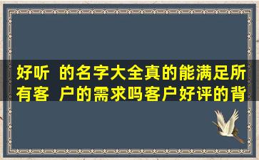 好听  的名字大全真的能满足所有客  户的需求吗客户好评的背后隐藏着哪些秘密